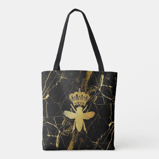 QUEEN BEE Black & Gold Marble TAS (Achterkant)