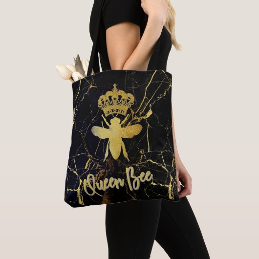 QUEEN BEE Black & Gold Marble TAS (Dichtbij)