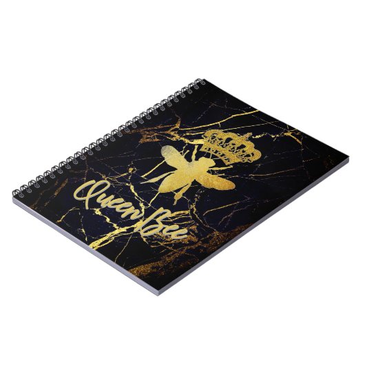 QUEEN BEE Black Marble Spiral Notitieboek Journal (Linkerzijde)