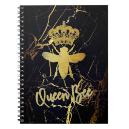 QUEEN BEE Black Marble Spiral Notitieboek Journal