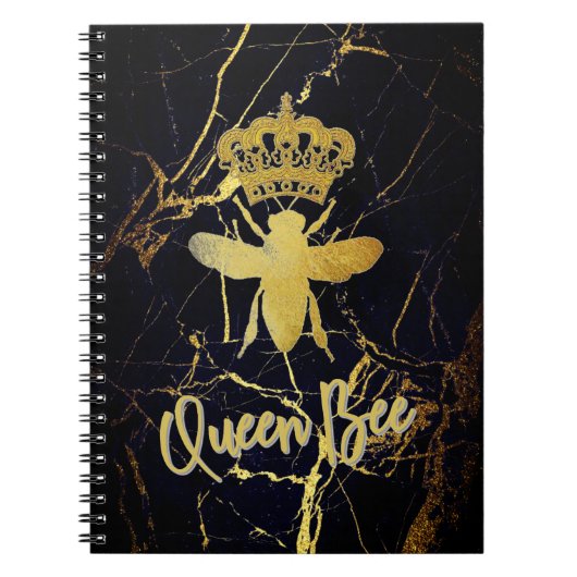 QUEEN BEE Black Marble Spiral Notitieboek Journal (Voorkant)