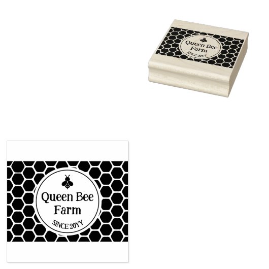 Queen Bee Boerderij Wood Art Stamp Rubberstempel (Gestempeld)