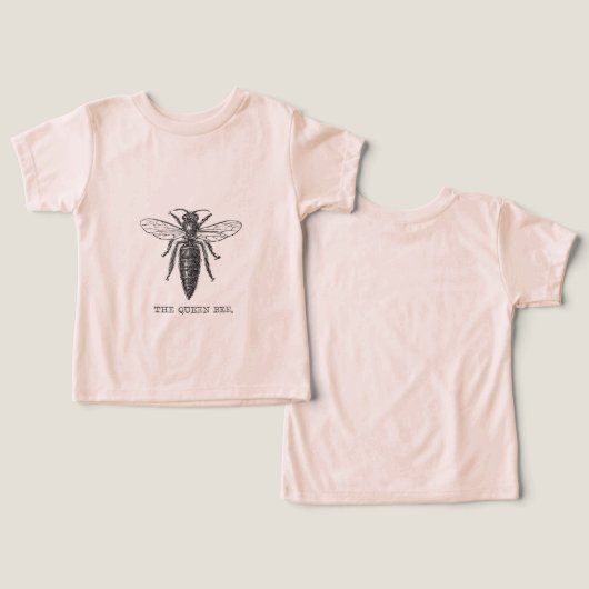 Queen Bee Bug Insect Antiek Illustratie (Ontwerp Voorkant & Achterkant)
