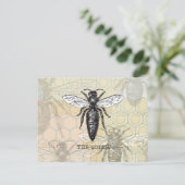Queen Bee Bug Insect Antiek Illustratie Briefkaart (Staand voorkant)