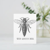Queen Bee Bug Insect Antiek Illustratie Briefkaart (Staand voorkant)