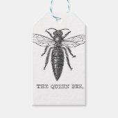 Queen Bee Bug Insect Antiek Illustratie Cadeaulabel (Voorkant)