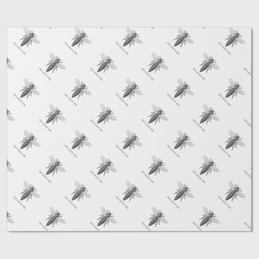 Queen Bee Bug Insect Antiek Illustratie Cadeaupapier (Vlak)