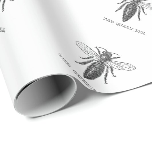 Queen Bee Bug Insect Antiek Illustratie Cadeaupapier (Rol Hoek)