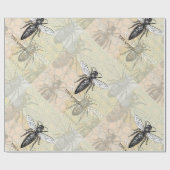 Queen Bee Bug Insect Antiek Illustratie Cadeaupapier (Vlak)
