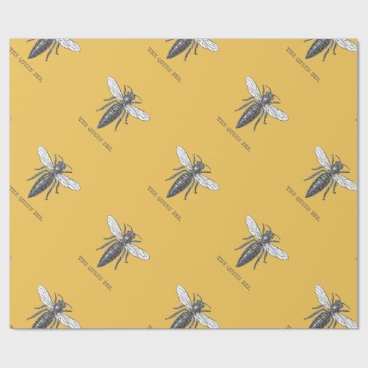 Queen Bee Bug Insect Antiek Illustratie Cadeaupapier (Vlak)