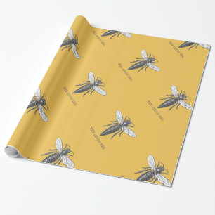 Queen Bee Bug Insect Antiek Illustratie Cadeaupapier