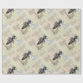 Queen Bee Bug Insect Antiek Illustratie Cadeaupapier (Vlak)