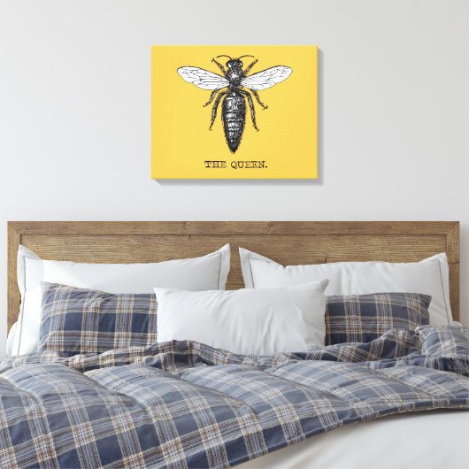 Queen Bee Bug Insect Antiek Illustratie Canvas Afdruk (Insitu (Slaapkamer))