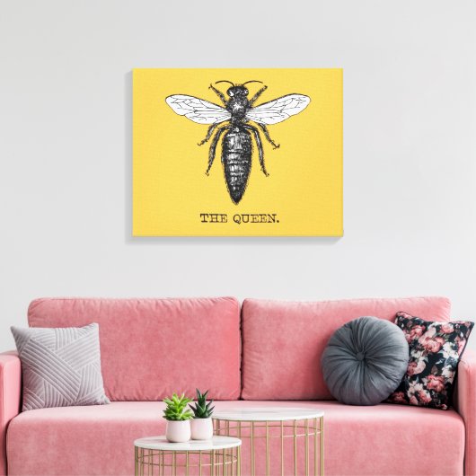 Queen Bee Bug Insect Antiek Illustratie Canvas Afdruk (Insitu (Woonkamer))
