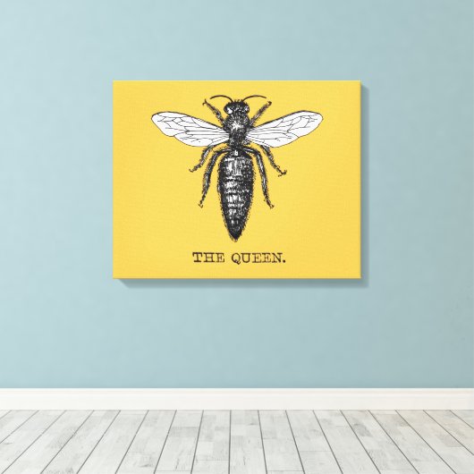 Queen Bee Bug Insect Antiek Illustratie Canvas Afdruk (Insitu (Houten vloer))