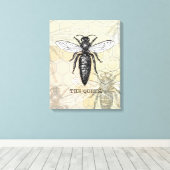Queen Bee Bug Insect Antiek Illustratie Canvas Afdruk (Insitu (Houten vloer))