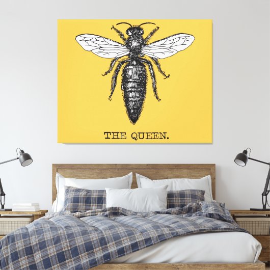 Queen Bee Bug Insect Antiek Illustratie Canvas Afdruk (Insitu (Slaapkamer))