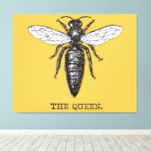 Queen Bee Bug Insect Antiek Illustratie Canvas Afdruk (Insitu (Houten vloer))