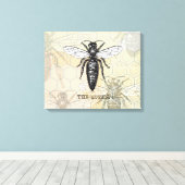 Queen Bee Bug Insect Antiek Illustratie Canvas Afdruk (Insitu (Houten vloer))