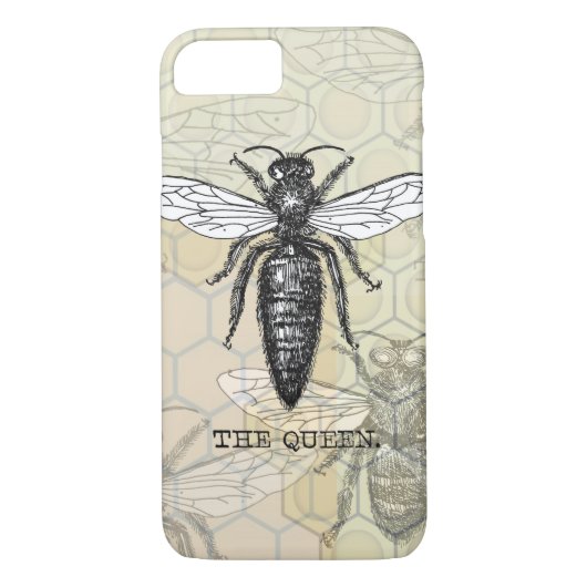 Queen Bee Bug Insect Antiek Illustratie Case-Mate iPhone Case (Achterkant)