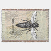Queen Bee Bug Insect Antiek Illustratie Deken (Voorkant)