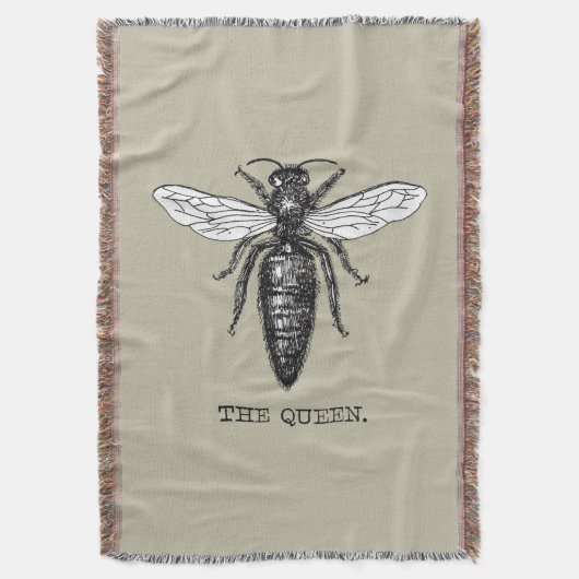 Queen Bee Bug Insect Antiek Illustratie Deken (Voorkant Verticaal)