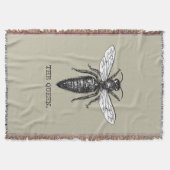 Queen Bee Bug Insect Antiek Illustratie Deken (Voorkant)