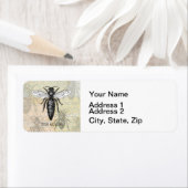 Queen Bee Bug Insect Antiek Illustratie Etiket (Insitu)
