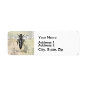 Queen Bee Bug Insect Antiek Illustratie Etiket (Voorkant)