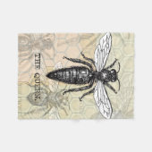 Queen Bee Bug Insect Antiek Illustratie Fleece Deken (Voorkant (Horizontaal))