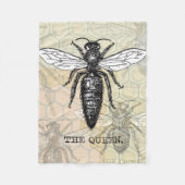 Queen Bee Bug Insect Antiek Illustratie Fleece Deken (Voorkant)
