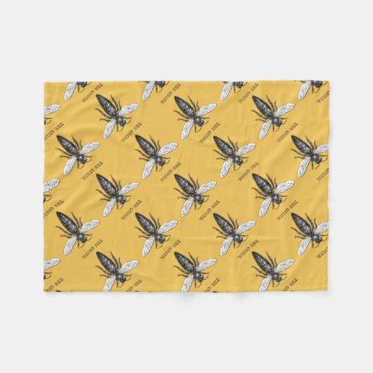 Queen Bee Bug Insect Antiek Illustratie Fleece Deken (Voorkant (Horizontaal))
