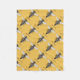 Queen Bee Bug Insect Antiek Illustratie Fleece Deken