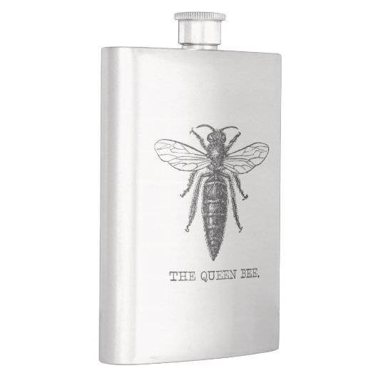 Queen Bee Bug Insect Antiek Illustratie Heupfles (Rechts)