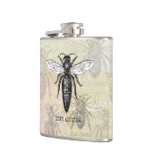 Queen Bee Bug Insect Antiek Illustratie Heupfles (Links)