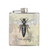 Queen Bee Bug Insect Antiek Illustratie Heupfles (Voorkant)