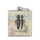 Queen Bee Bug Insect Antiek Illustratie Heupfles (Achterkant)