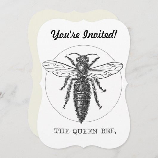 Queen Bee Bug Insect Antiek Illustratie Kaart (Voorkant / Achterkant)