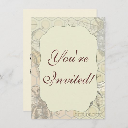 Queen Bee Bug Insect Antiek Illustratie Kaart (Voorkant / Achterkant)