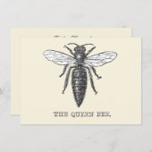 Queen Bee Bug Insect Antiek Illustratie Kaart (Voorkant / Achterkant)