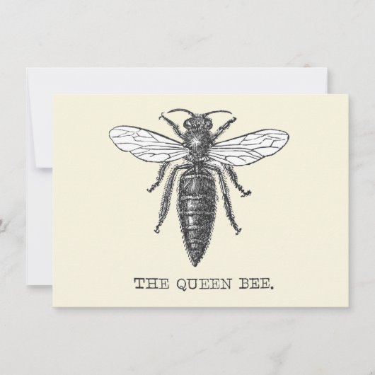Queen Bee Bug Insect Antiek Illustratie Kaart (Voorkant)