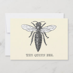 Queen Bee Bug Insect Antiek Illustratie Kaart