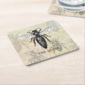 Queen Bee Bug Insect Antiek Illustratie Kartonnen Onderzetters (Schuin)