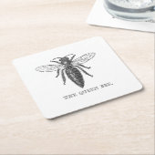 Queen Bee Bug Insect Antiek Illustratie Kartonnen Onderzetters (Schuin)