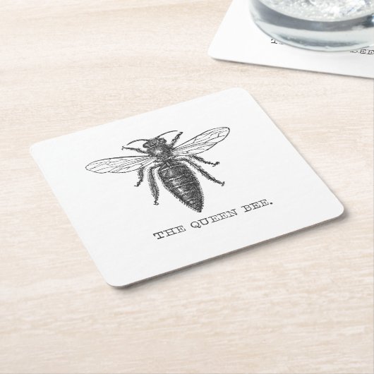 Queen Bee Bug Insect Antiek Illustratie Kartonnen Onderzetters (Schuin)