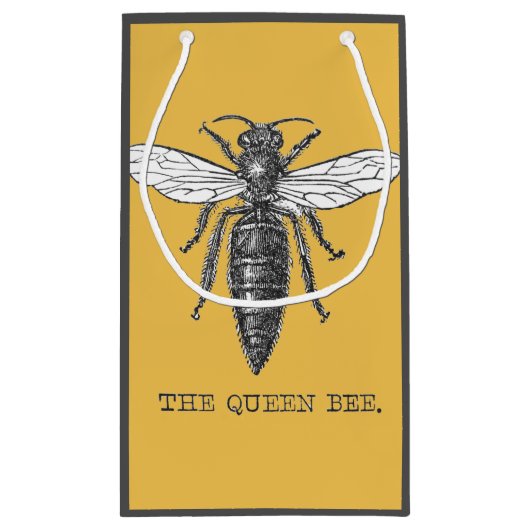 Queen Bee Bug Insect Antiek Illustratie Klein Cadeauzakje (Achterkant)