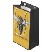 Queen Bee Bug Insect Antiek Illustratie Klein Cadeauzakje (Voorkant Gekanteld)