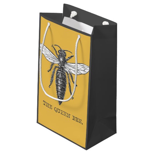 Queen Bee Bug Insect Antiek Illustratie Klein Cadeauzakje (Achterkant Gekanteld)