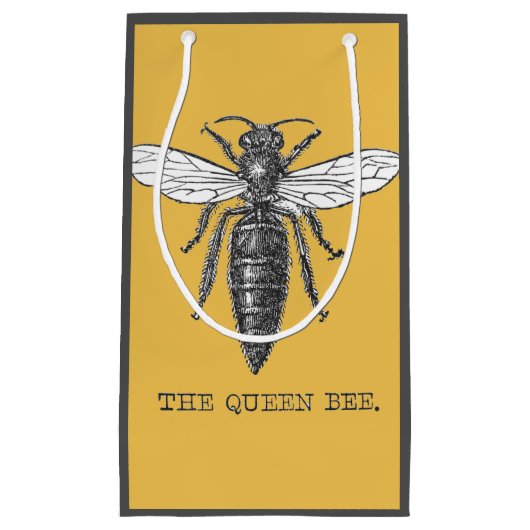 Queen Bee Bug Insect Antiek Illustratie Klein Cadeauzakje (Voorkant)