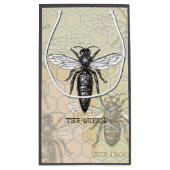 Queen Bee Bug Insect Antiek Illustratie Klein Cadeauzakje (Achterkant)